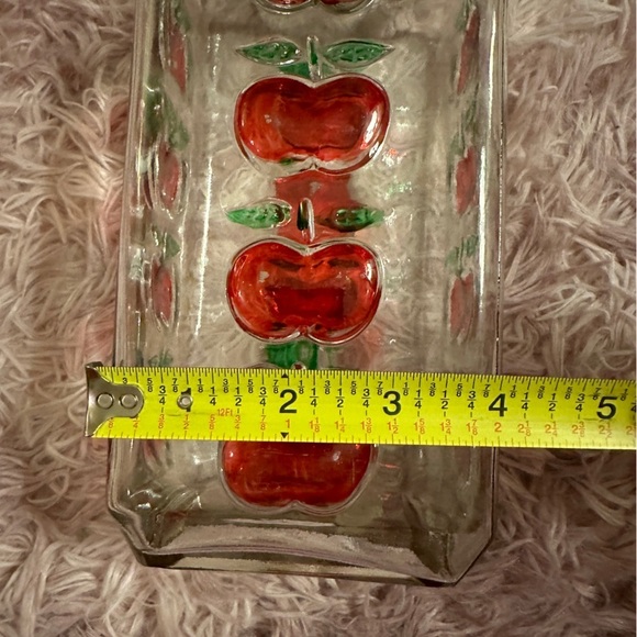 Vintage antique Glass Apothecary jar with Lid Hand painted Apples 3 dimensional - Picture 4 of 10